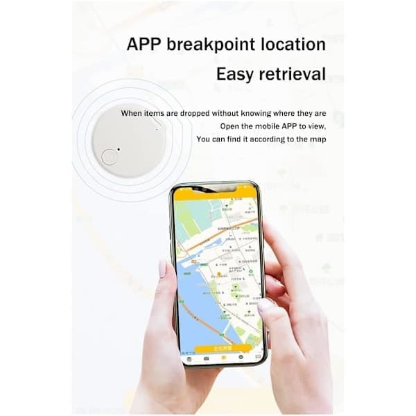Mini GPS Tracker Trådløs Bluetooth 5.0 Anti-tab Enhed Smart Locator Kæledyr Nøgle Pung Tracker med Nøglering Sort
