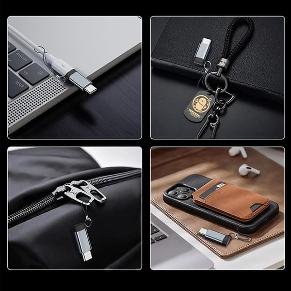 Lightning (hunn) til USB-C (hann) adapter, kompatibel med iPhone 15 Grå Grey