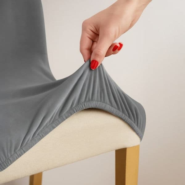 Stolsöverdrag 6-pack elastisk mörkgrå 65x40x35 cm universal (bt) 700