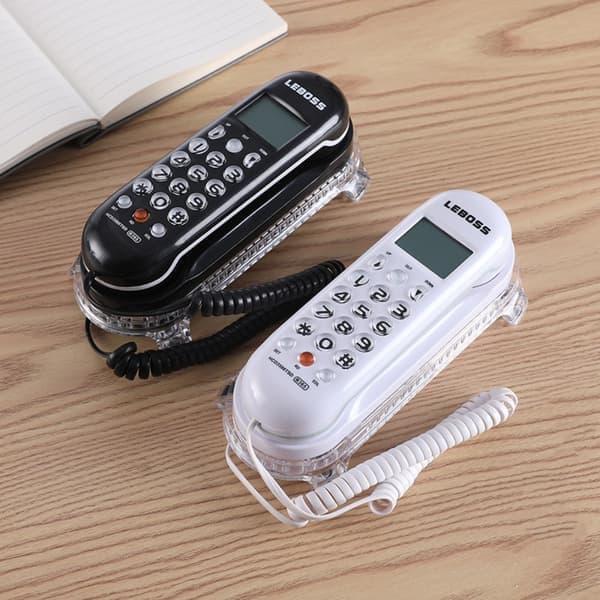 Telefon med ledning SORT Sort Black