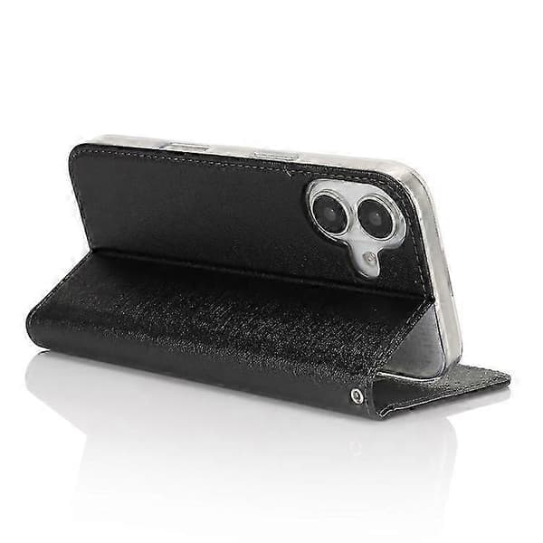 Magnetisk foldbart telefoncover til iPhone 16 PU-læder med silkestruktur og kortplads