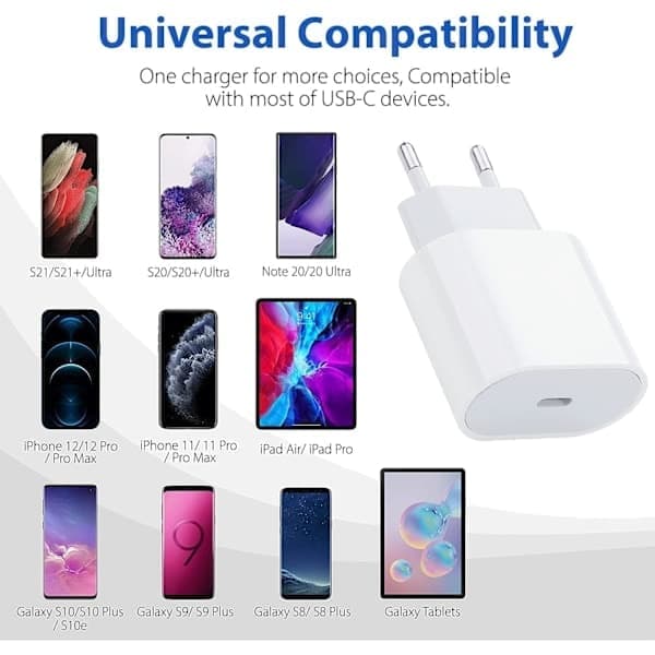 4-pakning - iPhone-lader - Hurtiglader - Adapter + 1m kabel 20W USB-C Hvit 4-pakning iPhone (NT) 4-pakning USB-C 4-pakning USB-C USB-C