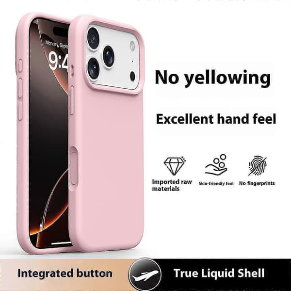 iPhone 17 Pro Max Fodral Mjukt Mikrofiberfoder, Flytande Silikon + PC-skydd Sakura Rosa Sakura Rosa Sakura Pink