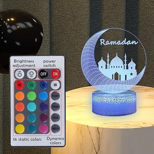 Ramadan dekorasjon LED-lampe, Ramadan dekorasjon, Eid Ramadan dekorative eventyrlys 16 farger