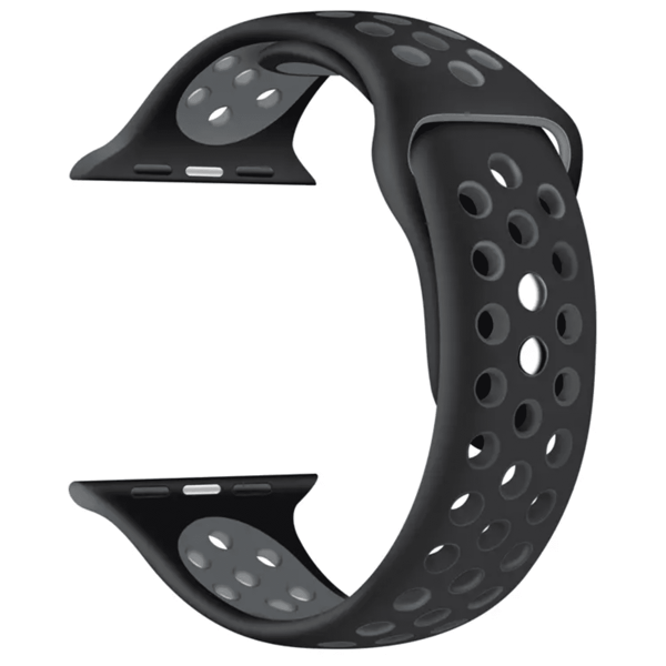 Silikone Sportsrem til Apple Watch 38-41mm - Sort/Grå sort/grå svart/grå