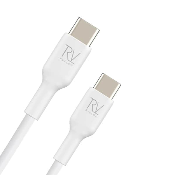 Rvelon USB-C Laddningskabel 60W Snabbladdning 2m - Vit Vit