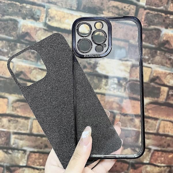 iPhone 12 Pro Glitter Luksusdeksel - Søt Fleksibel Galvaniseringsbeskyttelse, Kamerabeskyttelse, Støtsikker, Motedesign for Kvinner og Menn Svart standard Black