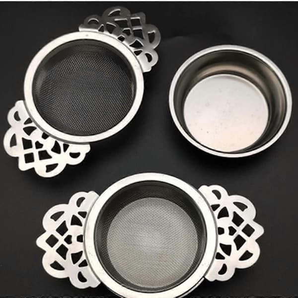 2-pak filter-te-si med drypbakker, te-si i rustfrit stål til løse teblade