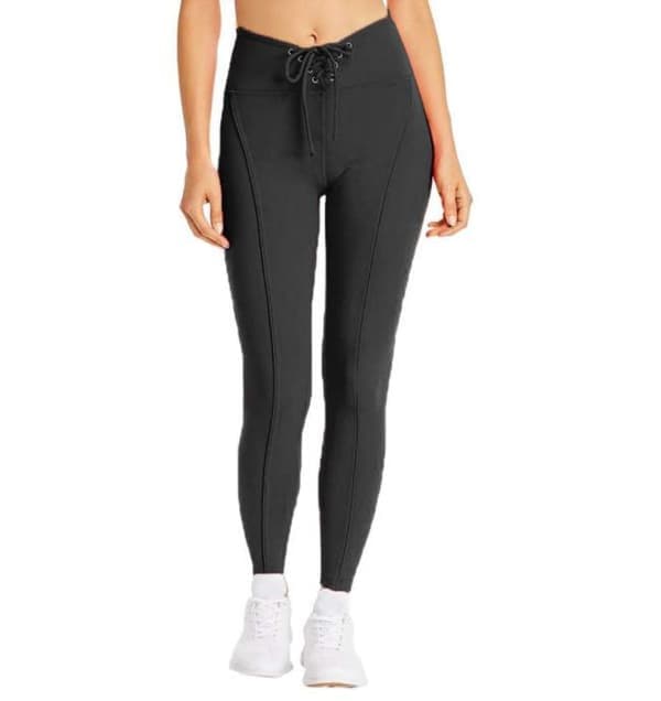 Sorte leggings med snøre i taljen Sort L L