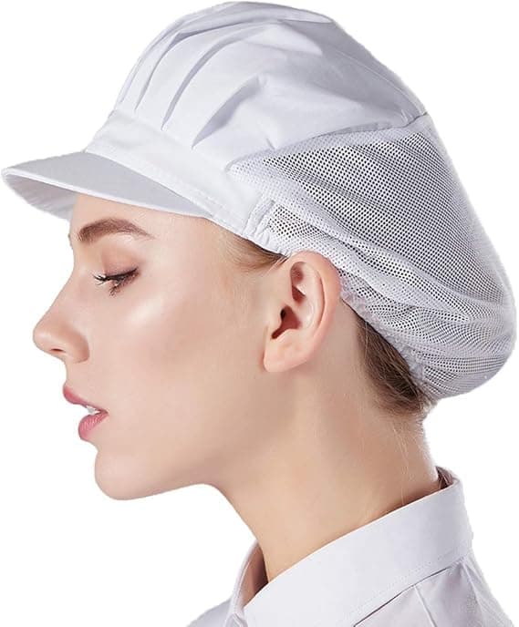 3-pak Halv Mesh Kokkehatte - Hvid, Unisex Køkkenhatte med Mesh