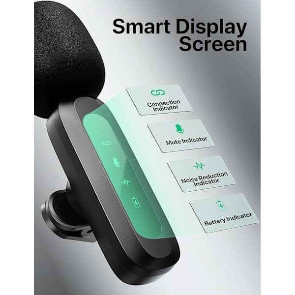 Trådløs Lavalier med LED-display - Mini Lavalier Mikrofon til iPhone/Android, Perfekt til Video, Vlog, TikTok, YouTube