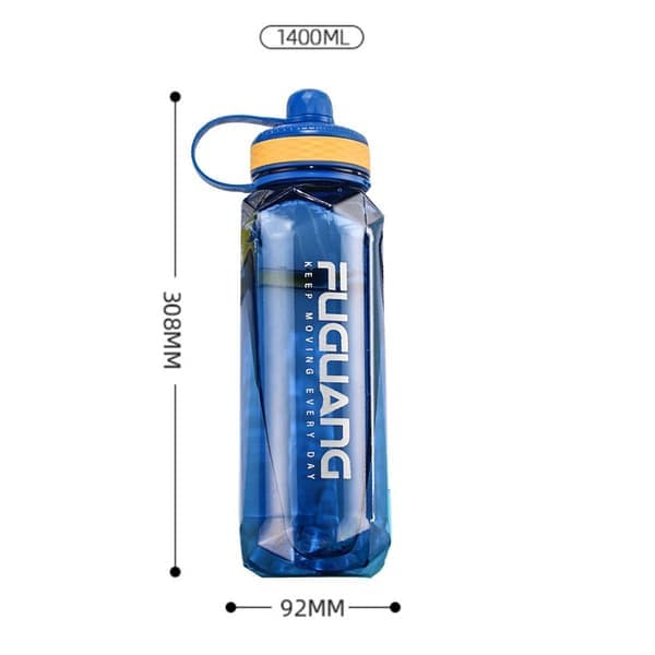 Vattenflaska med sugrör och tidsmarkör - 1400 ml, Blå KLB