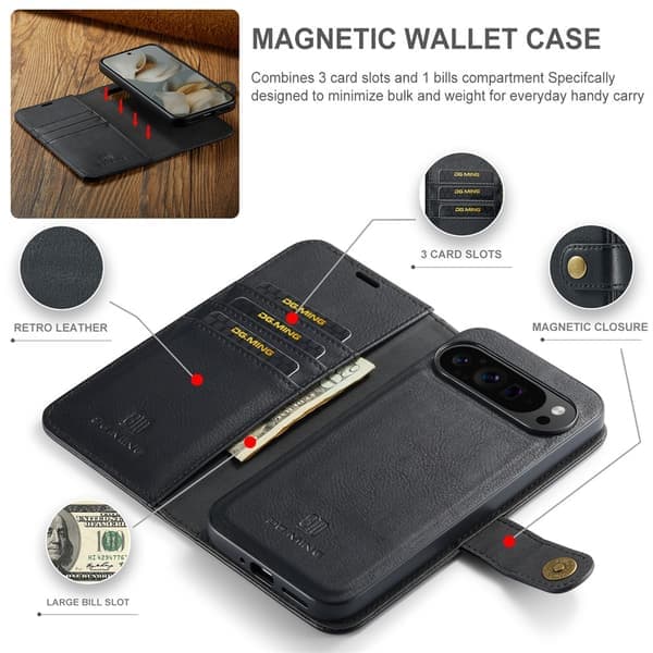 DG.MING 2-i-1 Magnet Pung Google Pixel 10 Pro XL Sort