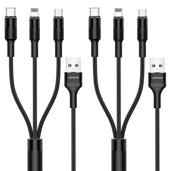(2 stk)(2 meter!!) 3 i 1 opladerkabel 3-i-1 til alle mobiler, 2 meter osv.