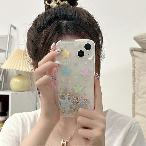 Etui til iPhone 14 Quicksand Fargerike Stjerner Glitterpulver TPU Støtsikkert Telefonetui