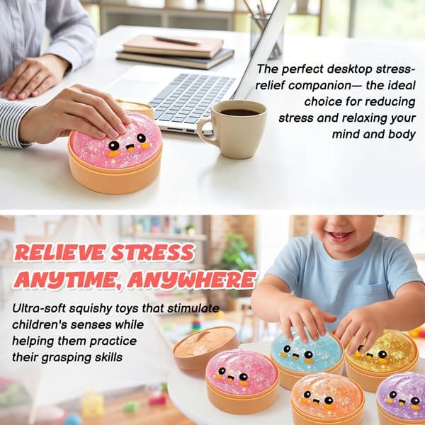 Glitter Dumpling, Glitter Dumpling Squishy med eske, Dumpling sensorisk klemmeleke for stresslindring Gull