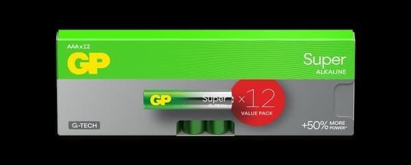 GP Super Alkaline AAA-batteri, 24A/LR03, 12-pack