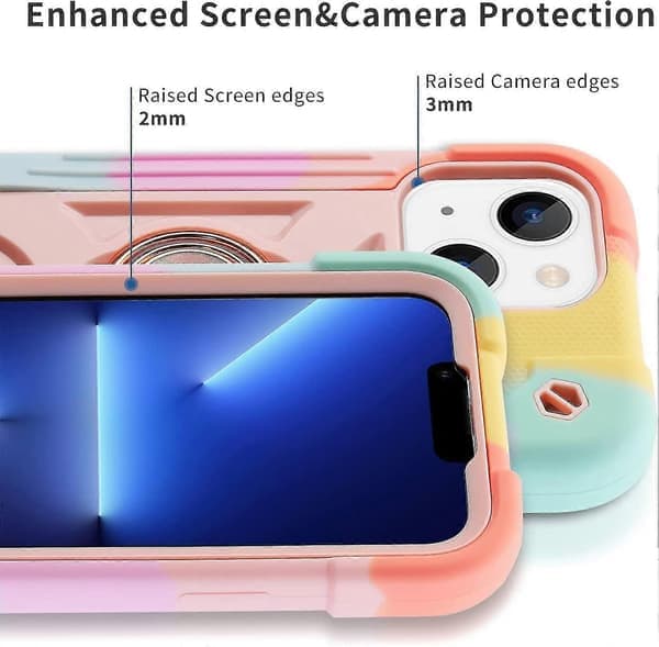 Kompatibel med iPhone 14/13-deksel 6,1 tommer 360 (regnbue rosa)