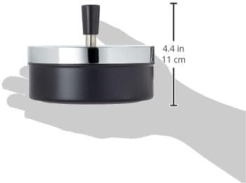 Stor Vacker Roterande Askkopp, Vindaskkopp, Metall/Krom/Modern Svart ca 13 cm