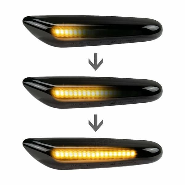 Savustetut LED-sivuvilkut peräkkäisellä suuntavilkulla 328i E90 E91 E92 E93 E46 E60 -malleihin, 2 kpl