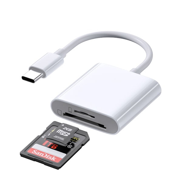 USB C til SD TF-kortlæser, højhastighedsdataoverførselsadapter til Windows Mac Android