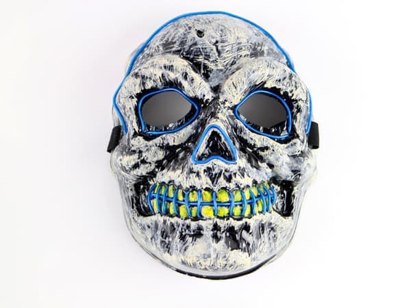 Maskdödskalle med Glowstrip Blå