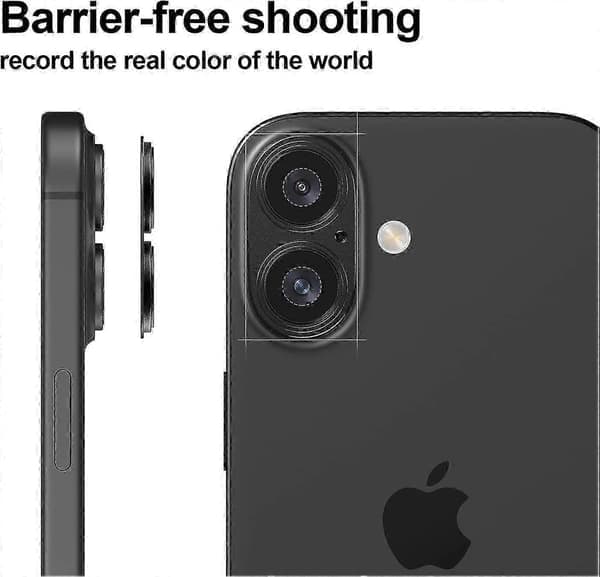 2026 [2-pack] för iPhone 16/iPhone 16 Plus kameralinsskydd, 9H+ härdat glas, anti-rep