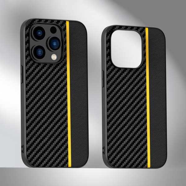 Etui til iPhone 14Pro Gul Kulfiber Kevlar Ultratynd