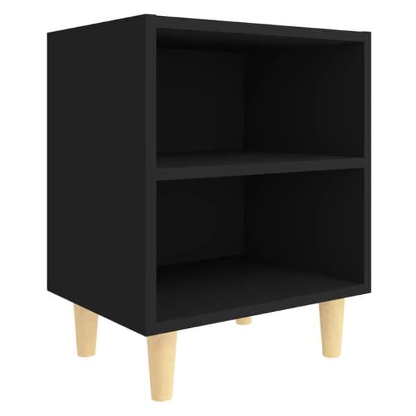 Sengebord med massive ben sort 40x30x50 cm