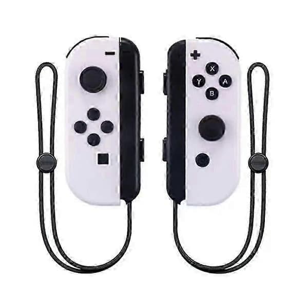 Joycon Trådlös Handkontroll för Nintendo Switch, Stöder Väckningsfunktion, Vänster Höger Fjärrkontroll med Handledsrem VIT WHITE
