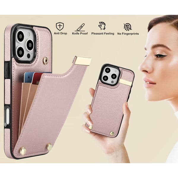 iPhone 12-deksel med kortholder - Rosegull
