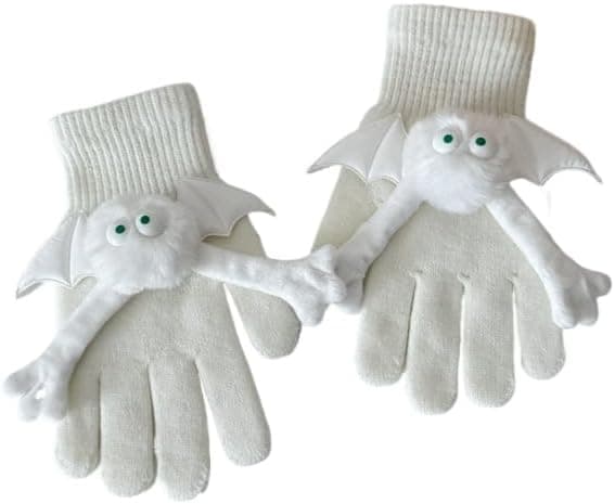 Flagermushandsker, søde magnetiske handsker, en perfekt gave Hvid One Size White