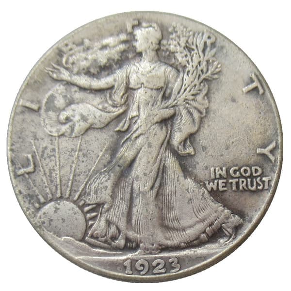 1923S Walking Liberty's Half Dollar minnemynt sølvbelagt kobberreplika