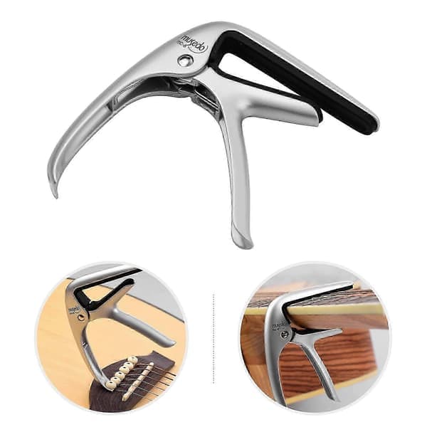 -6 Akustisk Gitarr Capo Snabbt Byte Aluminiumlegering med Integrerad Stallbultdragare för Klassisk Gitarr
