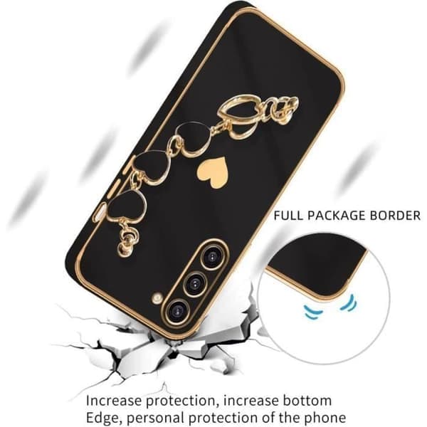 Cover - EF CONNECTION - til iPhone 14 Pro - Stødabsorberende silikone - Hjertemotiv - Blød - Sort Sort