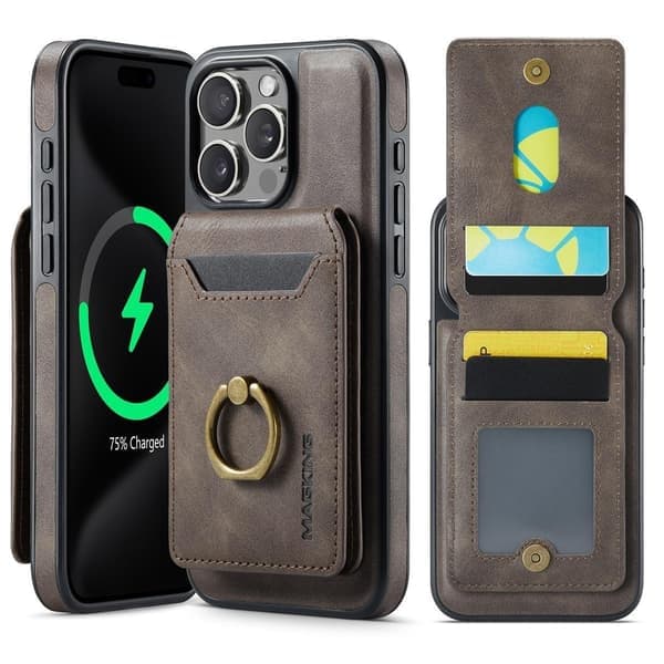(För iPhone 15 Pro) MagSafe-telefonfodral med roterande ring och kaffe kaffe