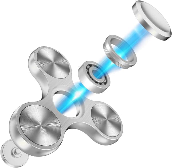 Fidget Spinner i rustfritt stål - Spinner 4-10 minutter - ADHD for alle aldre (sølv)