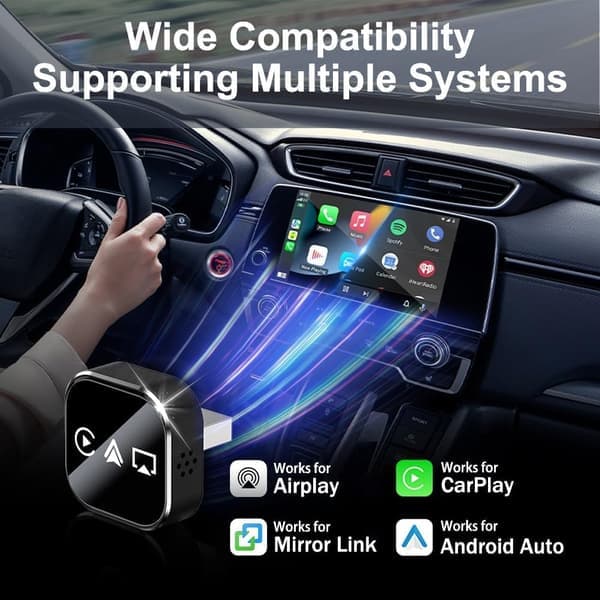 2026 Opgraderet 3-i-1 Trådløs CarPlay Mirror Link Adapter til iPhone/Apple/Android Telefon til Bilskærm, Automatisk Forbindelse sølv silver