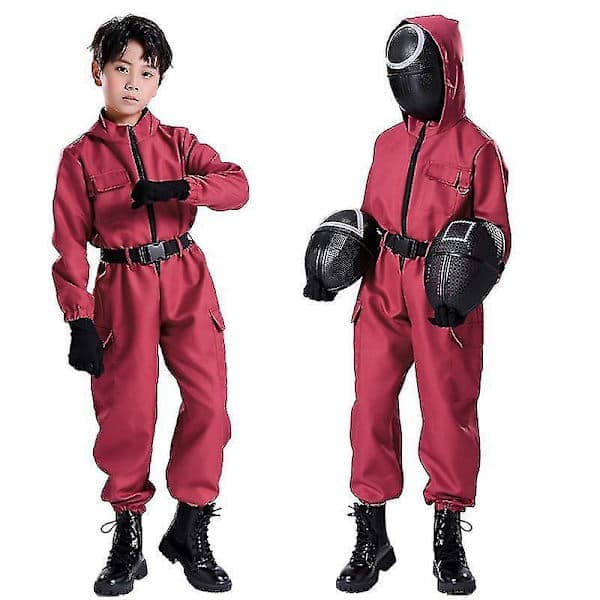 Barn Squid Game Kostym Cosplay Jumpsuit + Mask H Triangles Triangles 110cm Triangles 110cm Triangles 110cm