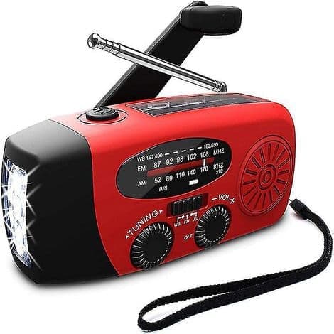 Radio/ficklampa (med solpanel) - 2000 mAh - Blå