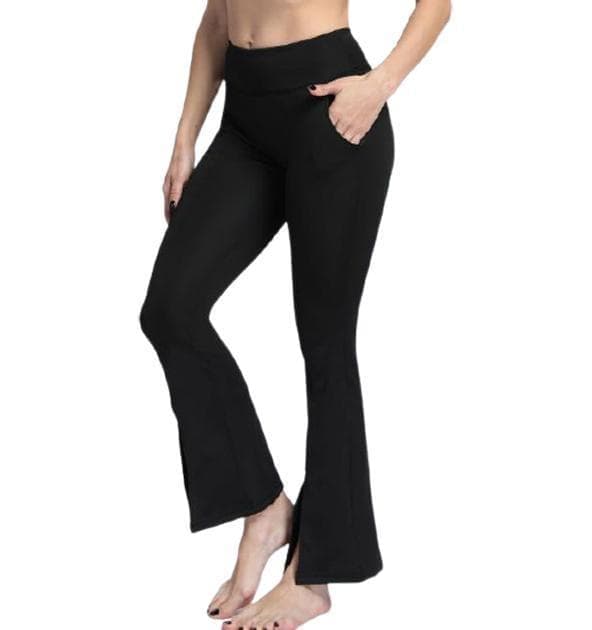 Mustat Bootcut-leggingsit taskuilla ja halkioilla, musta M M