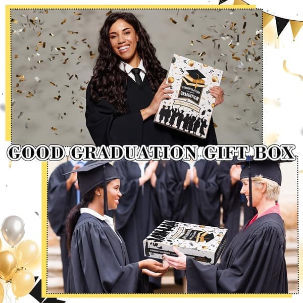 Graduation Gift Box Countdown Calendar 12 Days 2026 Graduation Gift Box with Filling Raffia Large Inner Boxes Fill It Yourself Empty
