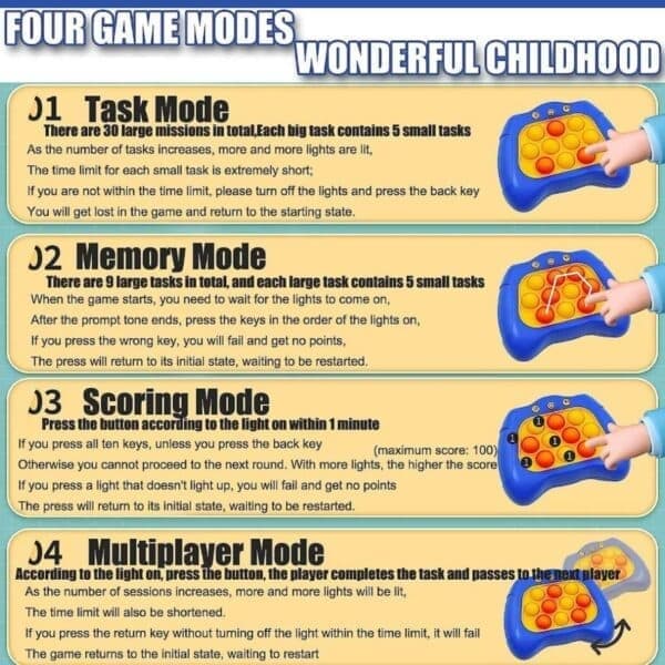 Quick Push Pop It-spil - Pop It Pro Light Up-spil Quick Push Fidget-spil