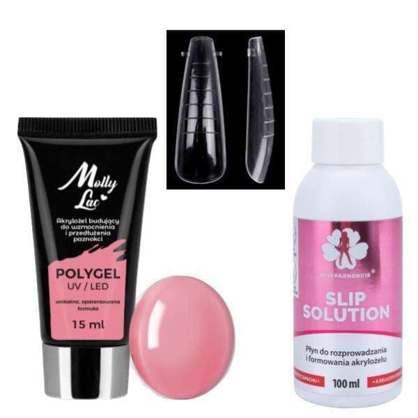 Kit Polygel Peony - Dualform, Formtips - Slip solution