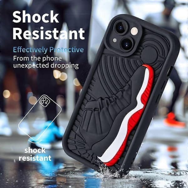 Kult luksusdeksel til iPhone 13-deksel for gutter, menn 3D klassisk joggesko-design, støtsikkert designerdeksel i gateestetikk kompatibelt med iPhone 13