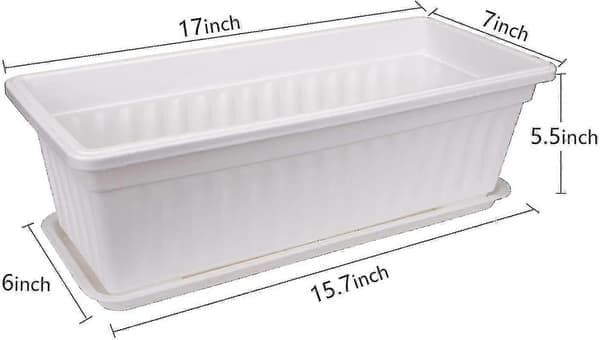 5-pack 43 cm vit blomlåda fönsterlåda plast