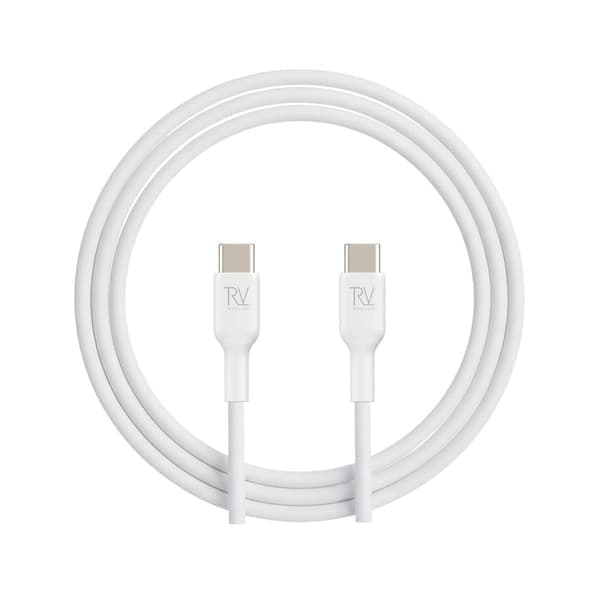 Rvelon USB-C Ladekabel 60W Hurtiglading 2m - Hvit Hvit