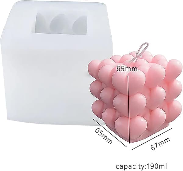 1 stk 3D boblehjerte stearinlysform silikon stearinlysform - DIY stearinlysform - sjokoladeform - harpiksform - silikonform