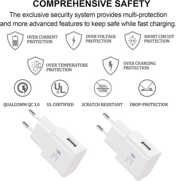 USB-strømadapter 5V 2A, universel hurtigoplader, 4-pak