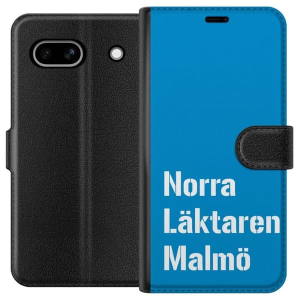Kompatibelt plånboksfodral för Google Pixel 7a Minimalistisk blå textdesign med Malmö-tema och modern typografisk stil blå